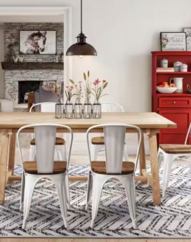 MESA DE COMEDOR RECTANGULAR CON CABALLETE PINO NATURAL PARA 6 PERSONAS