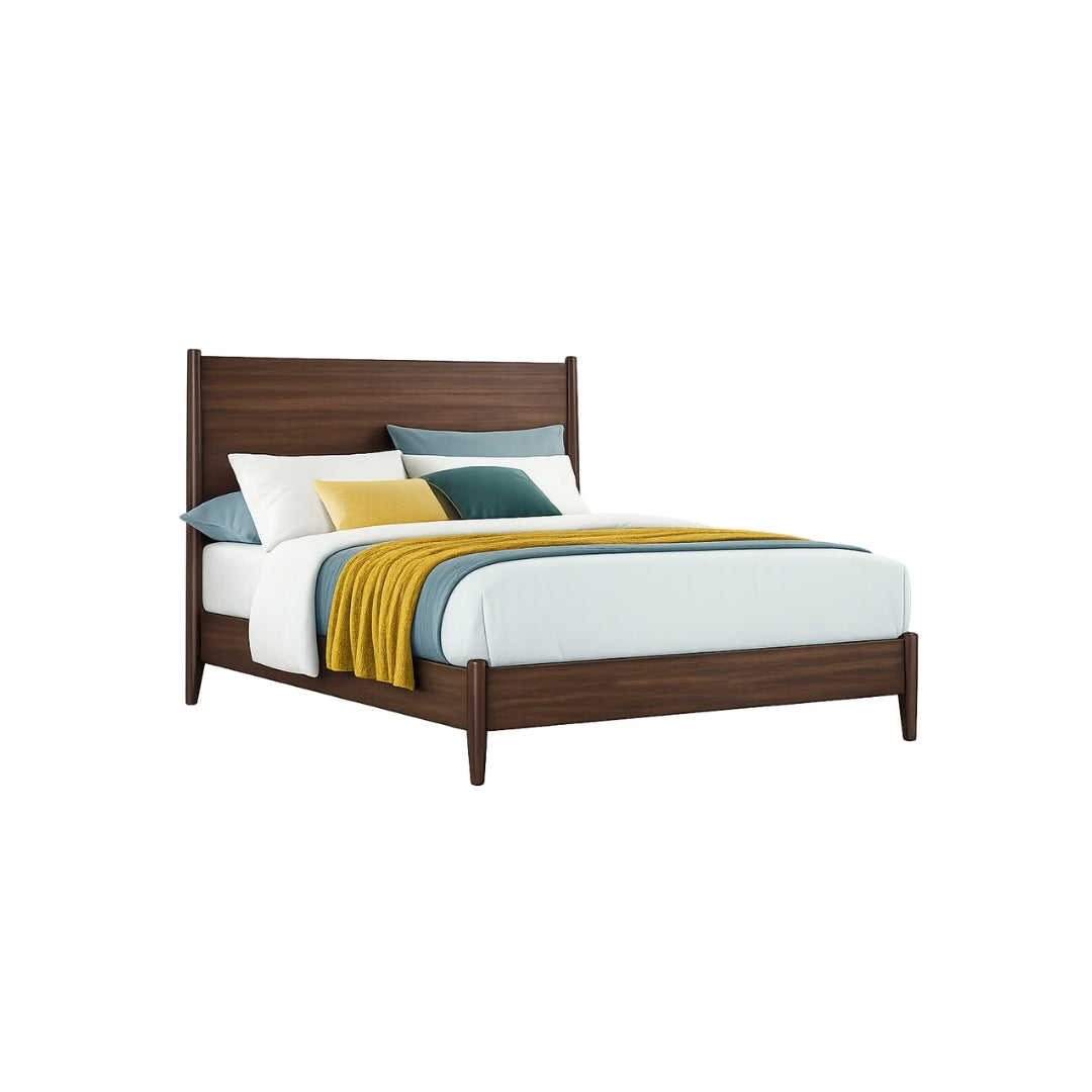 CAMA QUEEN MID-CENTURY MODERN EN WALNUT