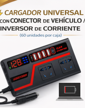 CARGADOR UNIVERSAL CON CONECTOR DE VEHÍCULO INVERTER (60 UND X CAJA)