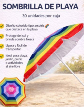 SOMBRILLA DE PLAYA (30 UND X CAJA)