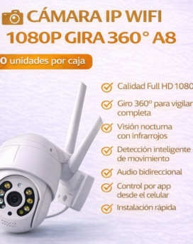 CAMARA IP WIFI 1080P GIRA 360 A8 ( 30 UND X CAJA)
