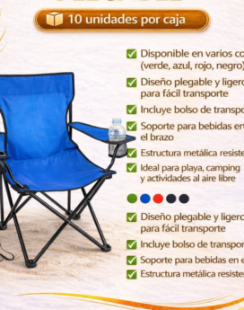 SILLA DE PLAYA PLEGABLE (10 UND X CAJA)