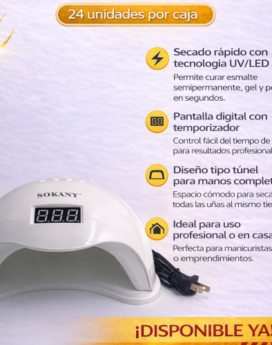 LAMPARA PARA UÑAS CON LUZ LED UV (24 UND X CAJA)