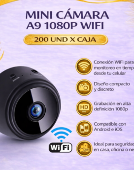 MINI CAMARA A9 1080p Inalámbrica Wifi Smart Home Vigilancia (200 UND X CAJA)