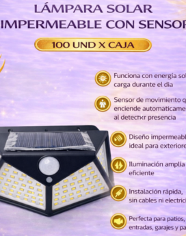 LAMPARA SOLAR IMPERMEABLE CON SENSOR (100 UND X CAJA) BK-100