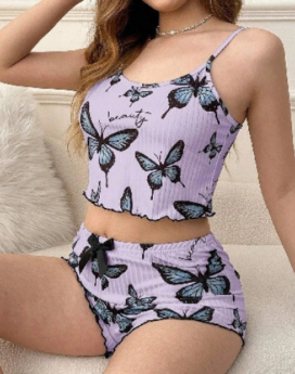 PIJAMA DE MARIPOSAS TALLA S MORADO