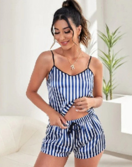 PIJAMA DE RAYAS TALLA M AZUL