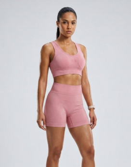 SET DEPORTIVO CORTO TOP/ SHORT AM-414 ROSADO