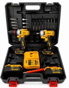 KIT DE TALADRO Y ATORNILLADOR INALAMBRICO 2 BATERIAS DE 198V (5 UND X CAJA)