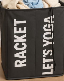 HAMPER/ CESTA DE ROPA SUCIA 2 DIVISIONES GRIS