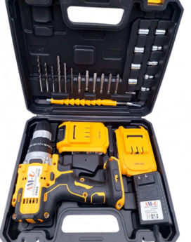 SET DE TALADRO 2 BATERIAS 21 V 26 PZ AMARILLO HASS/ AM (10 UND X CAJA)
