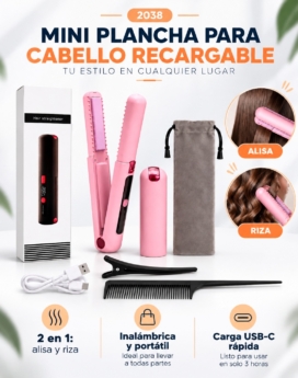 MINI PLANCHA PARA CABELLO RECARGABLE (50 UND X CAJA)