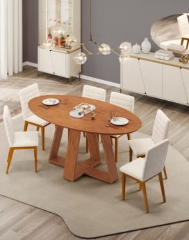 MESA DE COMEDOR CELESTE TOPE CHANF ELIPTICO FREIJO/FREIJO