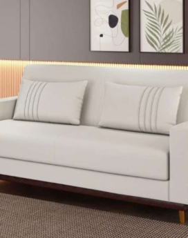 SOFA CAMA ESTHER CREMA CON LATERALES MARRON
