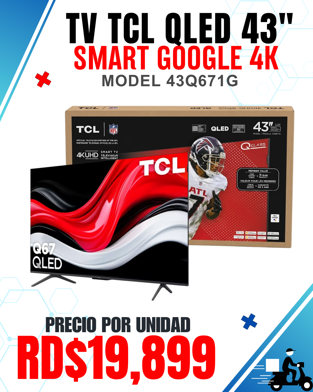 TV TCL QLED 43" SMART GOOGLE 4K