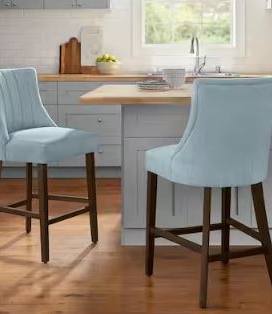 SET DE 2 TABURETES BAR SCOTSFIELD CON DISENO ACANALADO AZUL CHARLESTON