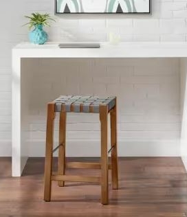 STILEWELL BRICKMORE GRAY WOVE BACKLESS COUTER STOOL