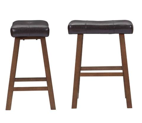 SET 2 TABURETES ASIENTOS TAPIZADO EN ECOPIEL NEGRO CAP - Imagen 2