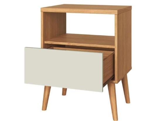 MESA DE NOCHE C/01 CAJON FREIJO/ OFF WHITE