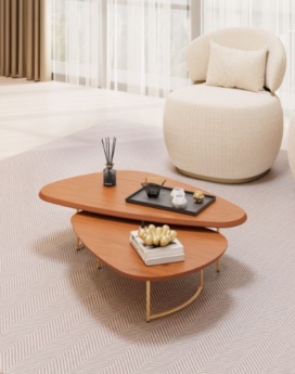 CONJUNTO DE MESA DE CENTRO PETALA FREIJO/FREIJO