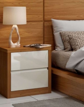 MESA DE NOCHE C/01 CAJON - FREIJO / BLANCO OFF WHITE
