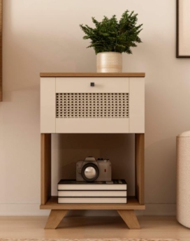 MESA DE APOYO TRAMA - CEREZO/ OFF WHITE